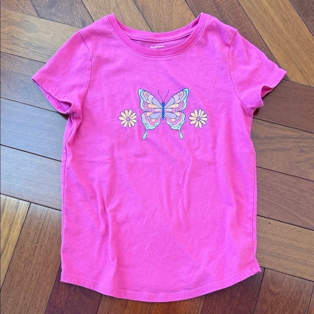 Jumping Beans Pink Butterfly and Flowers Tee